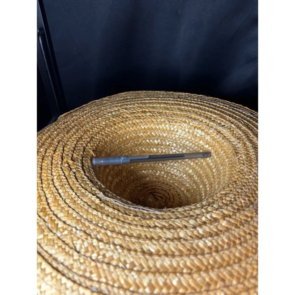 Unbranded Childrens Woven Straw Sun Hat Wide Brim Natural Tan Summer Beach Hat